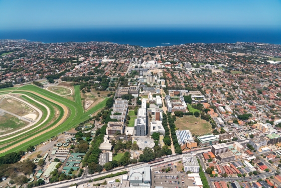 UNSW campus aerial photo showing beach close by
