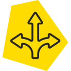 Three arrows pointing to different paths