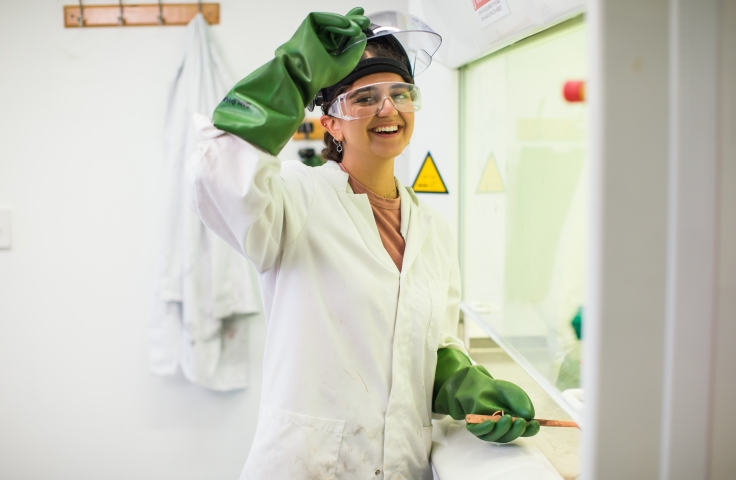 UNSW Student smiling with lab gear on